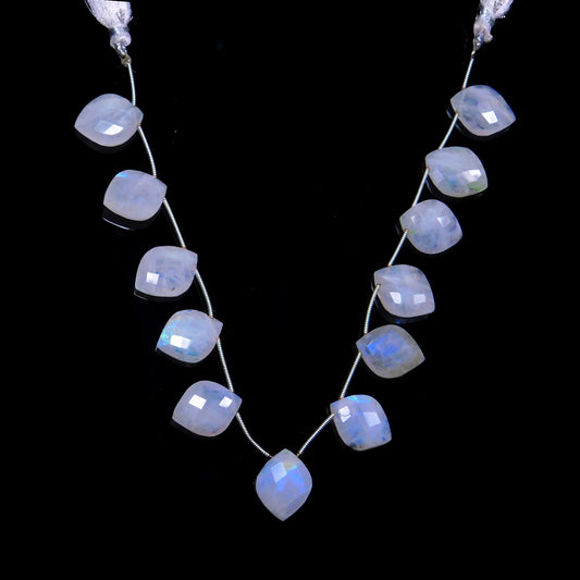 Rainbow Moonstone White Dew Drop Faceted Natural Beads 8 Inches Strands