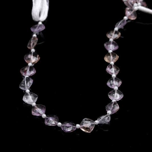 Ametrine Pink Cushion Faceted Natural Beads 8 Inches Strands