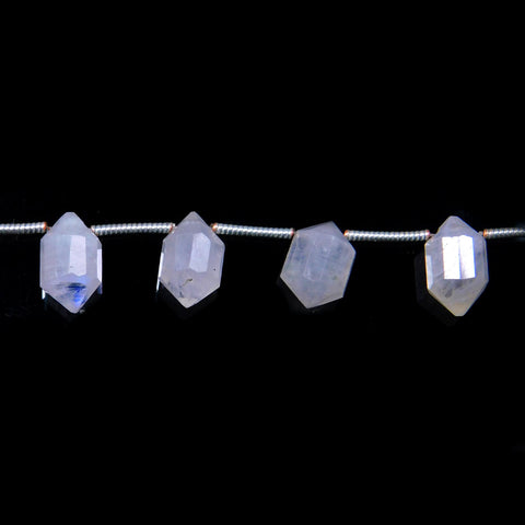 White Moonstone White Hexagon Faceted Natural Beads 8 Inches Strands