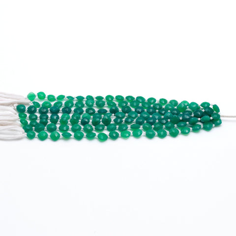 Green Onyx Cushion Faceted Natural Beads 8 Inches
