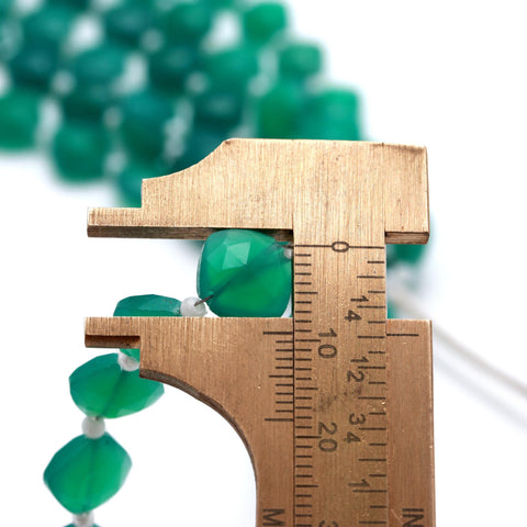 Green Onyx Cushion Faceted Natural Beads 8 Inches