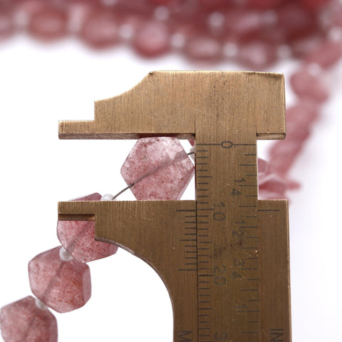 Pink Strawberry Quartz Pink Hexagon Faceted Natural Beads 8 Inches