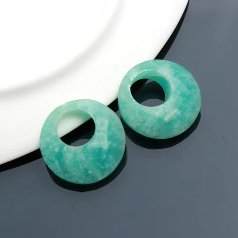 Amazonite Green Coin Faceted Natural 19 MM Stone Pair of 2