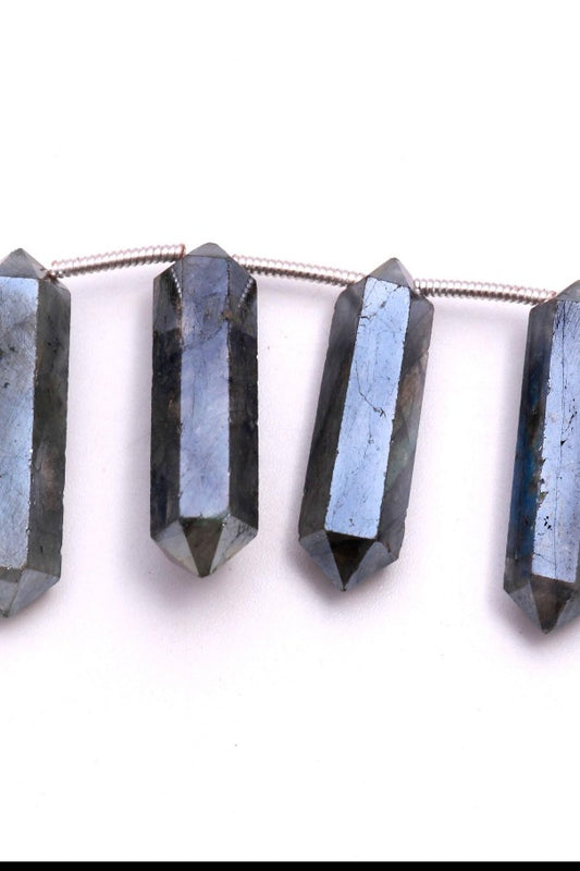 Mystic Coated Labradorite Double Pencil Faceted Natural Beads
