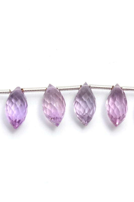 Pink Amethyst Dew Drop Faceted Natural Beads