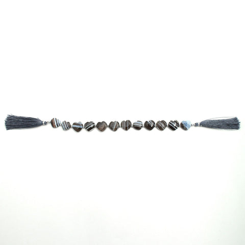 Boulder Opal Grey/Blue Heart Smooth Natural Beads