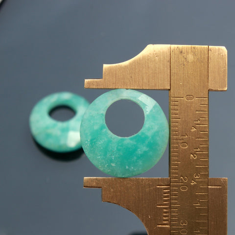 Amazonite Green Coin Faceted Natural 19 MM Stone Pair of 2