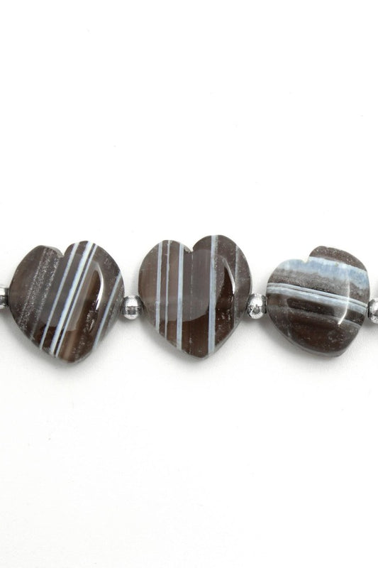 Boulder Opal Grey/Blue Heart Smooth Natural Beads