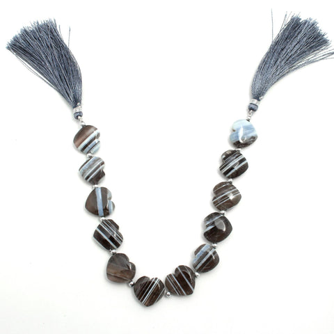 Boulder Opal Grey/Blue Heart Smooth Natural Beads