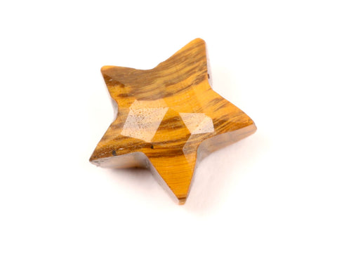 Tigers Eye Brown Star Faceted Natural Beads