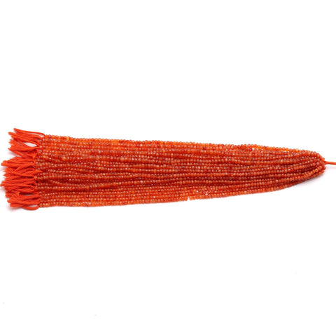 Carnelian Orange Rondelle Faceted Natural Beads 12.5 Inches Strands