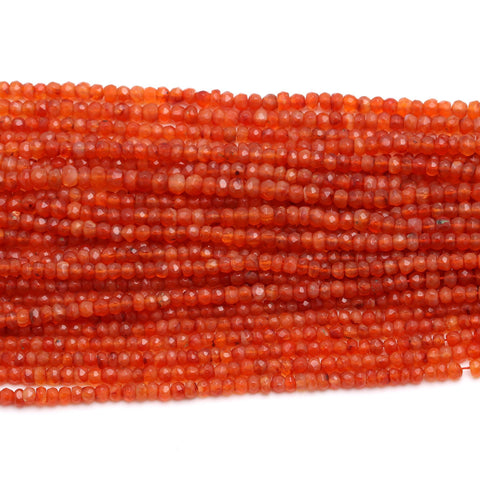 Carnelian Orange Rondelle Faceted Natural Beads 12.5 Inches Strands