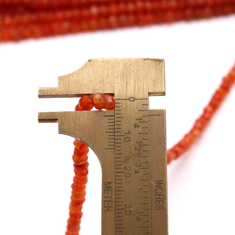 Carnelian Orange Rondelle Faceted Natural Beads 12.5 Inches Strands