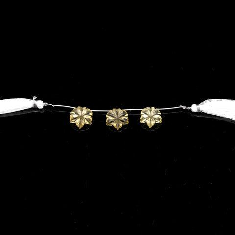 Lemon Quartz Yellow Petal Flower Carving Natural Beads 3 Piece