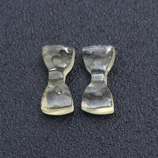 Lemon Quartz Yellow Bow Tie Carving Natural 11 MM Stone