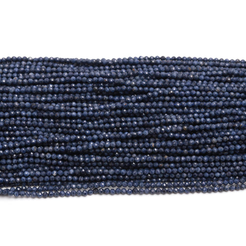 Blue Sapphire Round Blue Faceted Natural Beads 12.5 inches strands