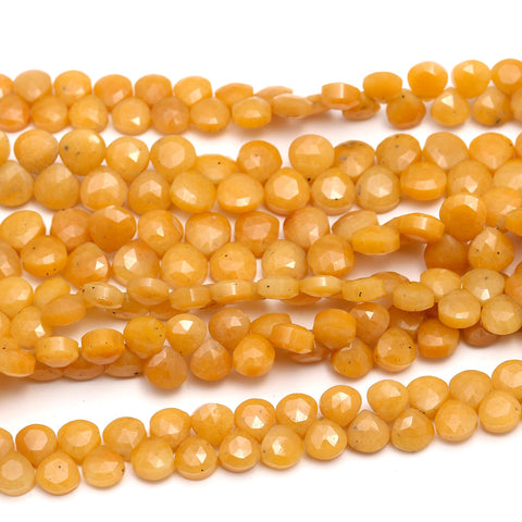 Yellow Opal Heart Faceted Natural Beads 8 inches strands