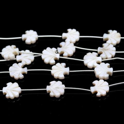 Mother of Pearl White Tree Carving Natural Beads 8 Inches Strands