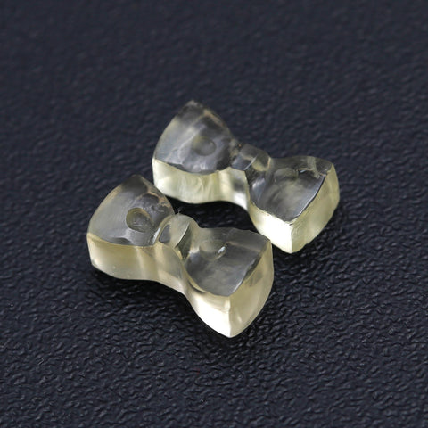 Lemon Quartz Yellow Bow Tie Carving Natural 11 MM Stone
