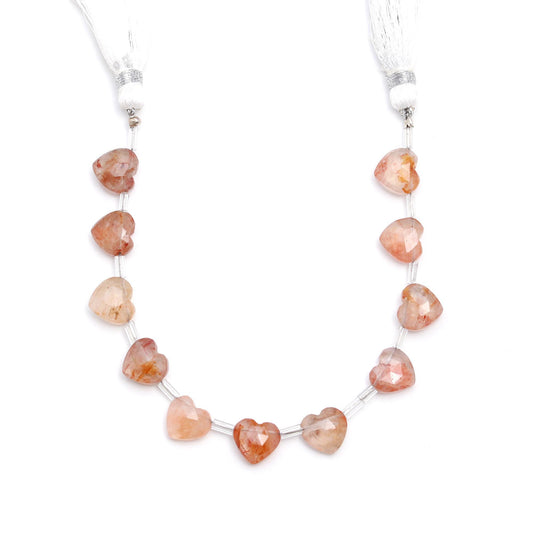 Strawberry Quartz Pink Heart Faceted Natural Beads 8 Inches Strands