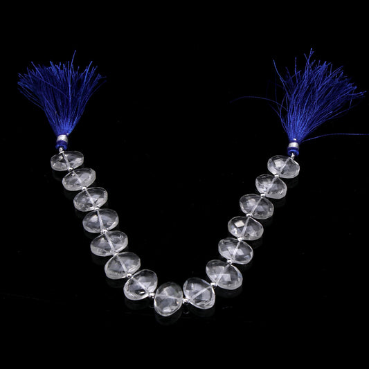 Crystal Quartz White Oval Faceted Natural Beads 8 Inches Strands