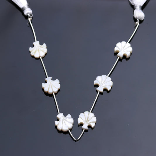 Mother of Pearl White Tree Carving Natural Beads 8 Inches Strands