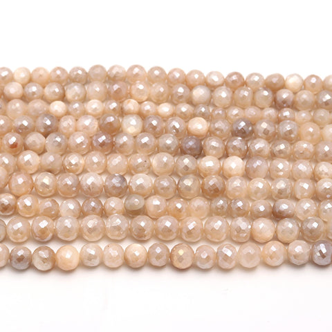 Mystic Coated Moonstone Round Faceted Natural Beads 15 Inches