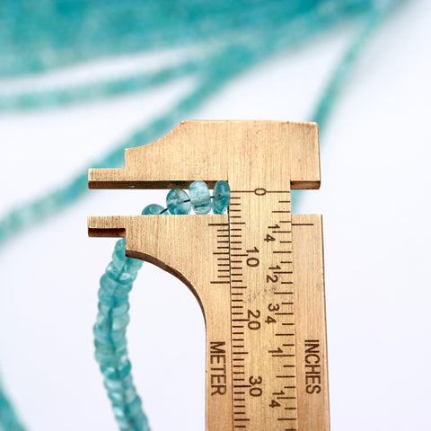 Apatite Light Blue Rondelle Smooth Natural Beads 16 Inches Strands