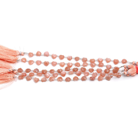 Sunstone Orange Heart Faceted Natural Beads 8 Inches Strands