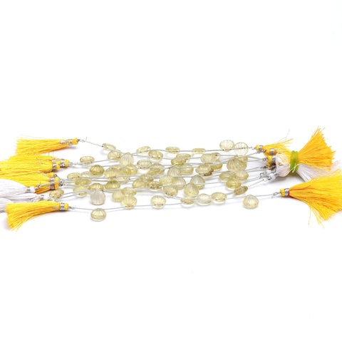 Lemon Quartz Yellow Shell Carving Natural Beads 8 Inches  Strands