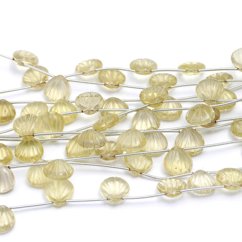 Lemon Quartz Yellow Shell Carving Natural Beads 8 Inches  Strands