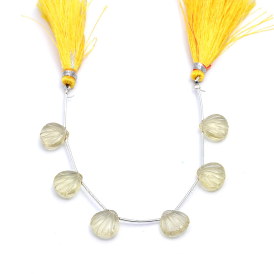 Lemon Quartz Yellow Shell Carving Natural Beads 8 Inches Strands