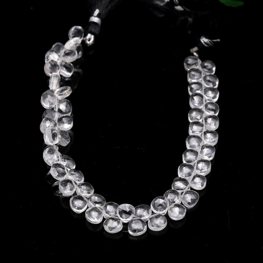 Crystal Quartz White Heart Faceted Natural Beads 8 inches strands