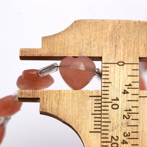 Sunstone Orange Heart Faceted Natural Beads 8 Inches Strands