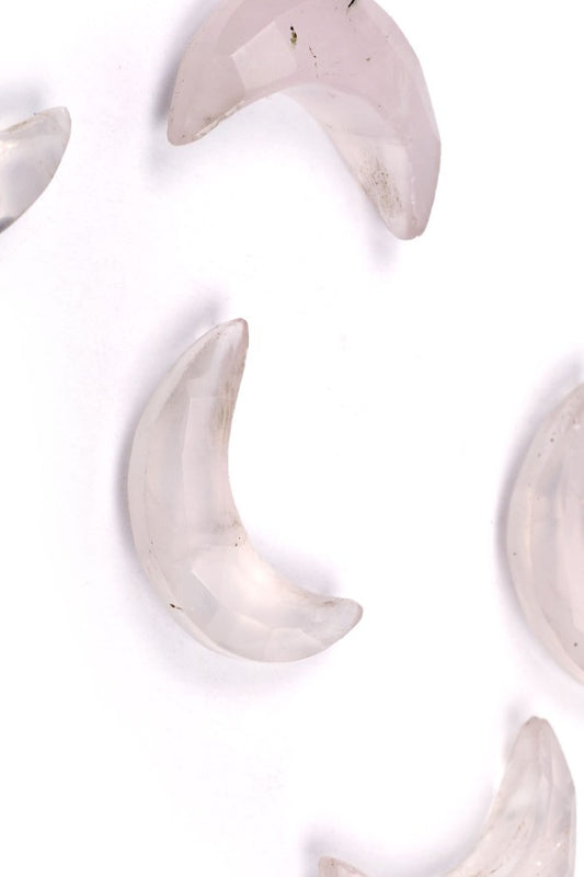 Rose Quartz Pink Half Moon Faceted Natural Beads