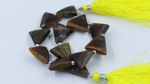Tiger Eye Brown Triangle Faceted Natural Beads 8 Inches Strands