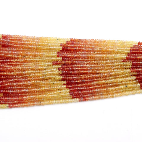 Yellow Sapphire Sahded Orange Rondelle Faceted Natural Beads 18 Inchers Strands