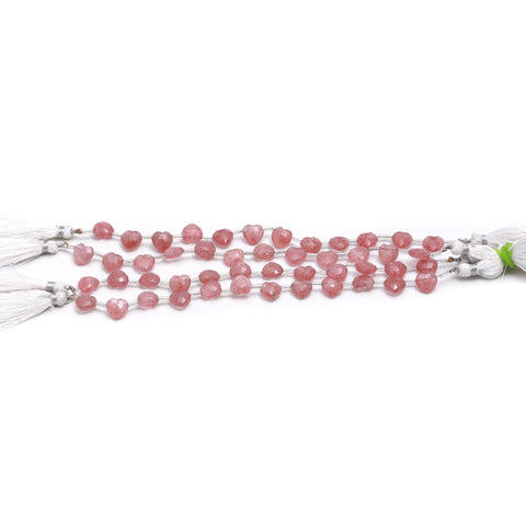 Strawberry Quartz Pink Heart Faceted Natural Beads 8 Inches Strands