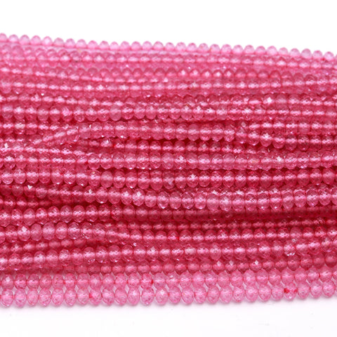 Pink Topaz Rondell Faceted Natural Beads 12.5 Inches Strands