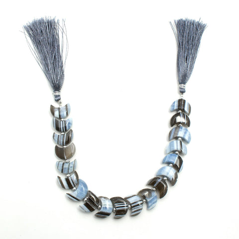 Boulder Opal Grey/Blue Half Moon Smooth Natural Beads
