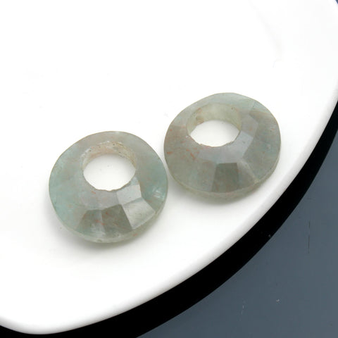 Labradorite Gray Coin Faceted Natural 19 MM Stone Pair Of 2