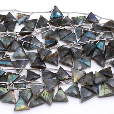 Labradorite Grey Triangle Faceted Natural Beads 8 Inches Strands