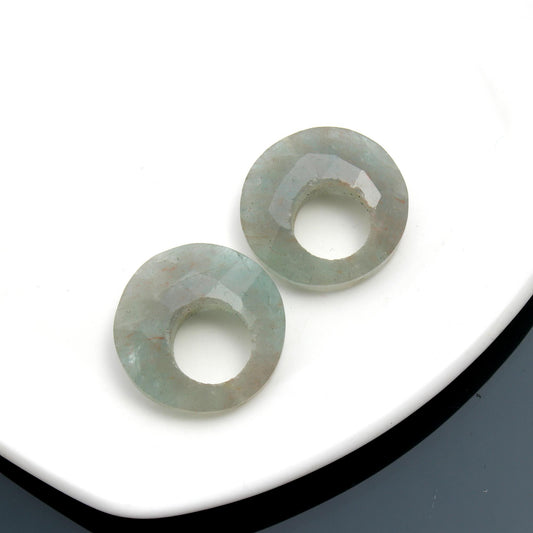 Labradorite Gray Coin Faceted Natural 19 MM Stone Pair Of 2