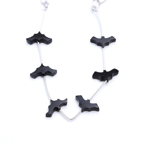 Black Onyx Batman Carving Natural Beads 8 Inches Strands