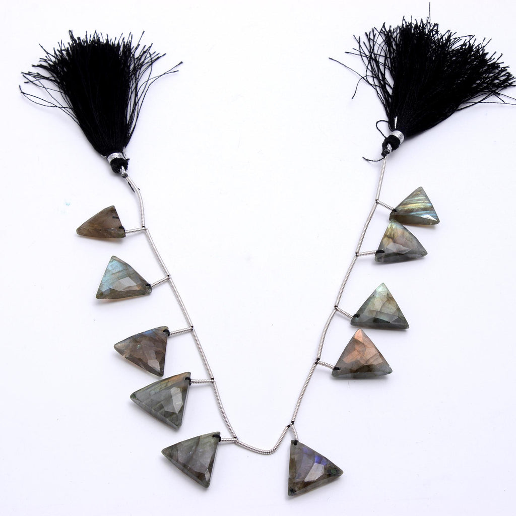 Labradorite Grey Triangle Faceted Natural Beads 8 Inches Strands