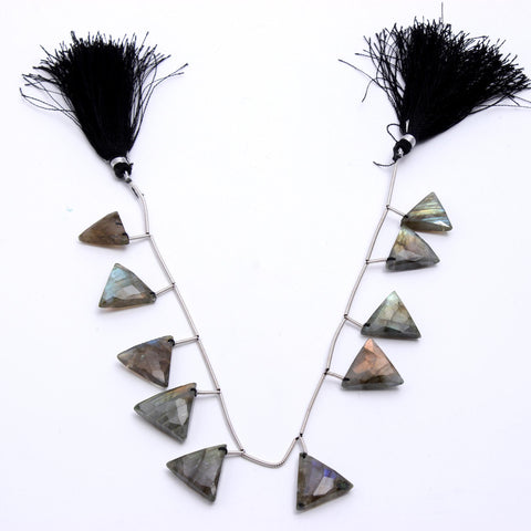 Labradorite Grey Triangle Faceted Natural Beads 8 Inches Strands