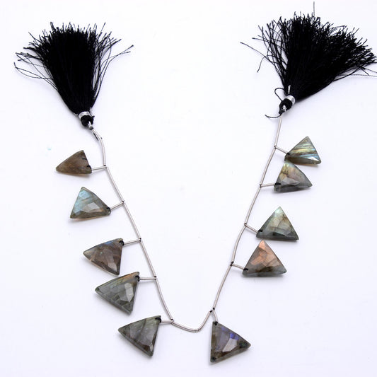 Labradorite Grey Triangle Faceted Natural Beads 8 Inches Strands