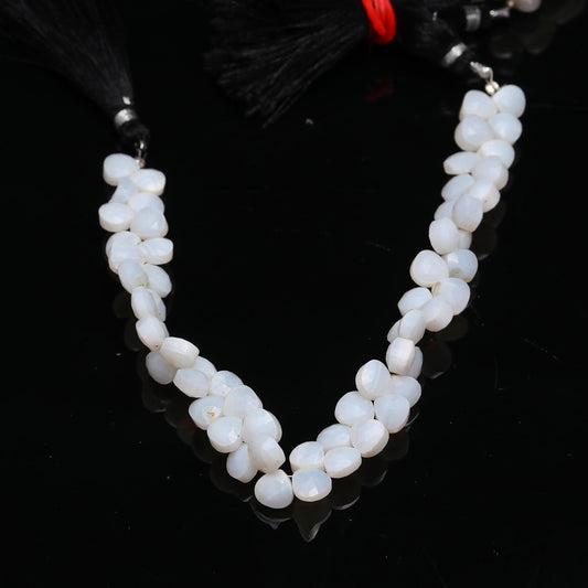 Opal White Heart Faceted Natural Beads 8 inches strands