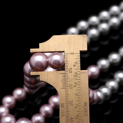 Pearl Pink - Grey Round Smooth Natural Beads Necklace 20 Inches Strands