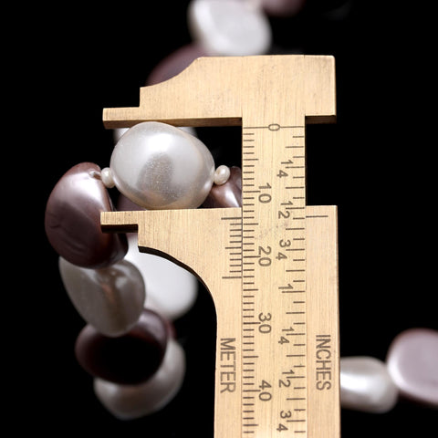 Pearl White Grey Mix Shape Smooth Natural Beads Necklace 20 Inches